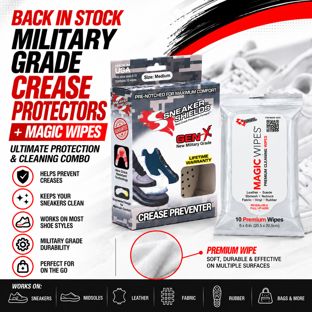 Military Grade Crease Protectors + Wipes